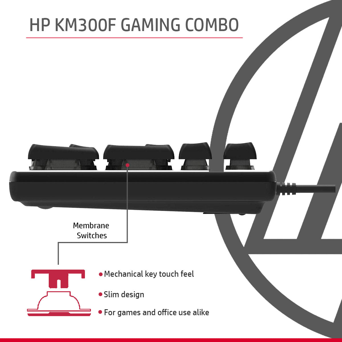 HP KM300F RGB वायर्ड कीबोर्ड और माउस गेमिंग कॉम्बो एडजस्टेबल DPI के साथ