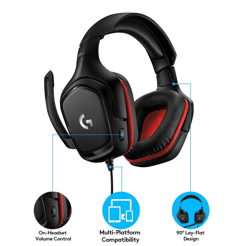Logitech G331 Over-Ear Gaming Headset with 50mm Audio Driver and Rotatable Boom Microphone