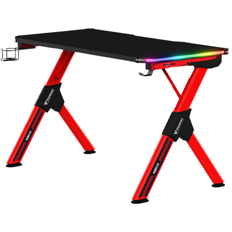 Gamdias Daedalus M2 RGB Gaming Desk with LED Strips Controller and Adjustable Feet Knob - Black and Red