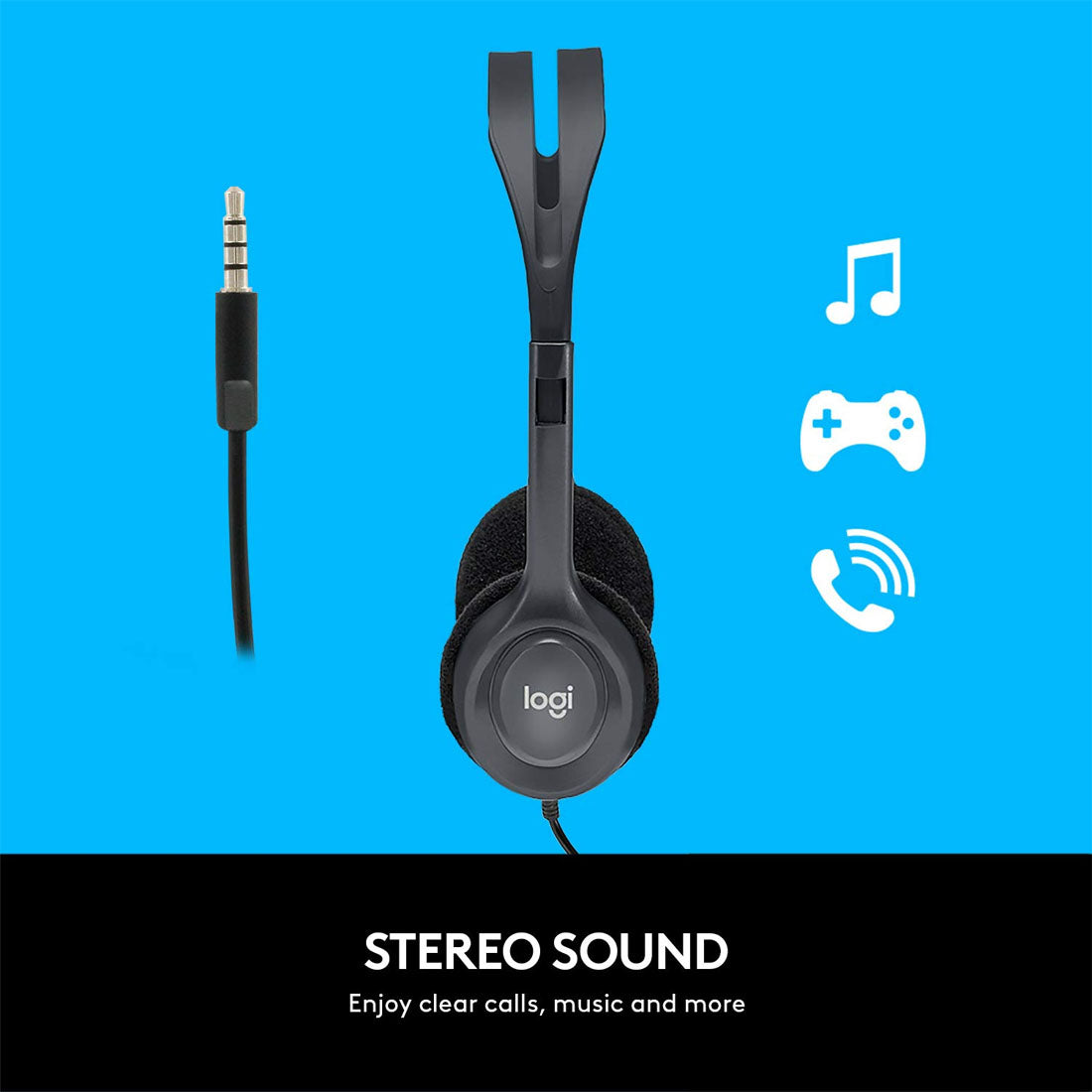 Logitech H111 Wired Stereo 3.5mm Headset with 180° Rotating Microphone