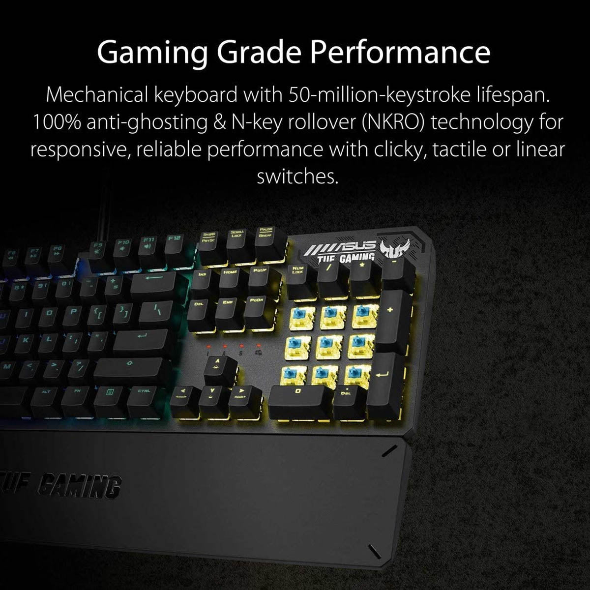 ASUS TUF GAMING K3 RGB Mechanical Keyboard with Detachable Wrist Rest and On-Board Memory