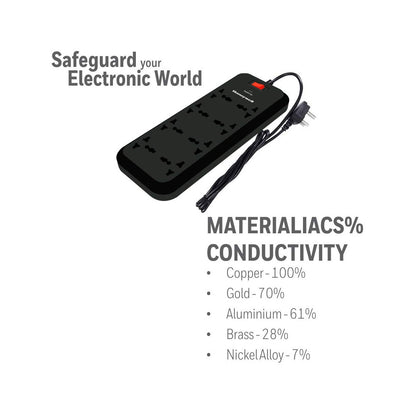 Honeywell 8 Output Surge Protector Extension Cable with Master Switch and LED Indicator