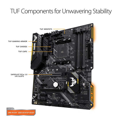 ASUS TUF B450-PLUS GAMING II AMD AM4 ATX Motherboard with M.2 Aura Sync and AMD StoreMI