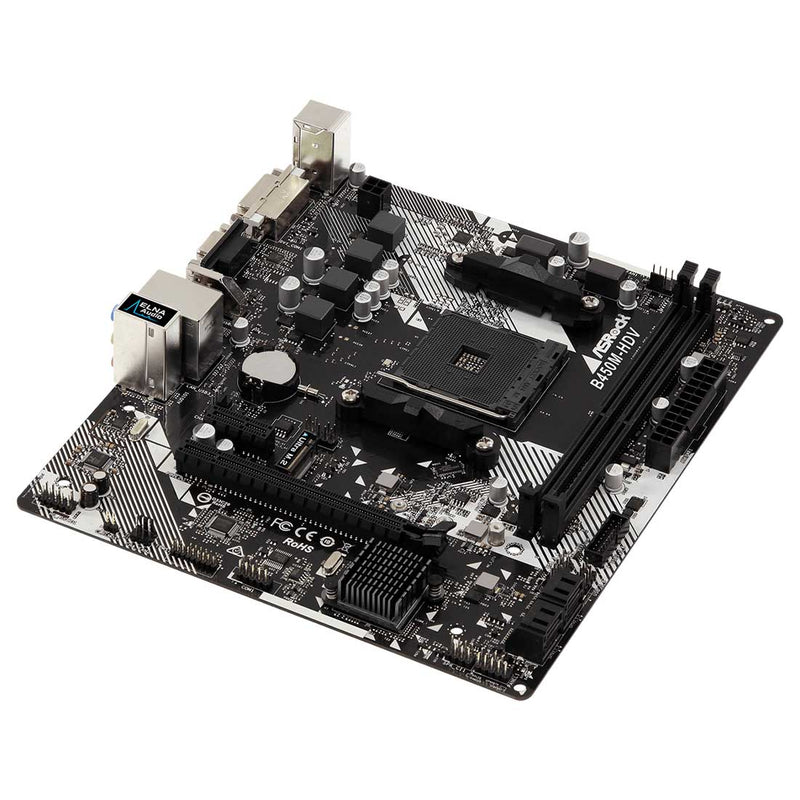 ASRock B450M-HDV R4.0 AMD AM4 M-ATX Motherboard with M.2 and Full Spike Protection