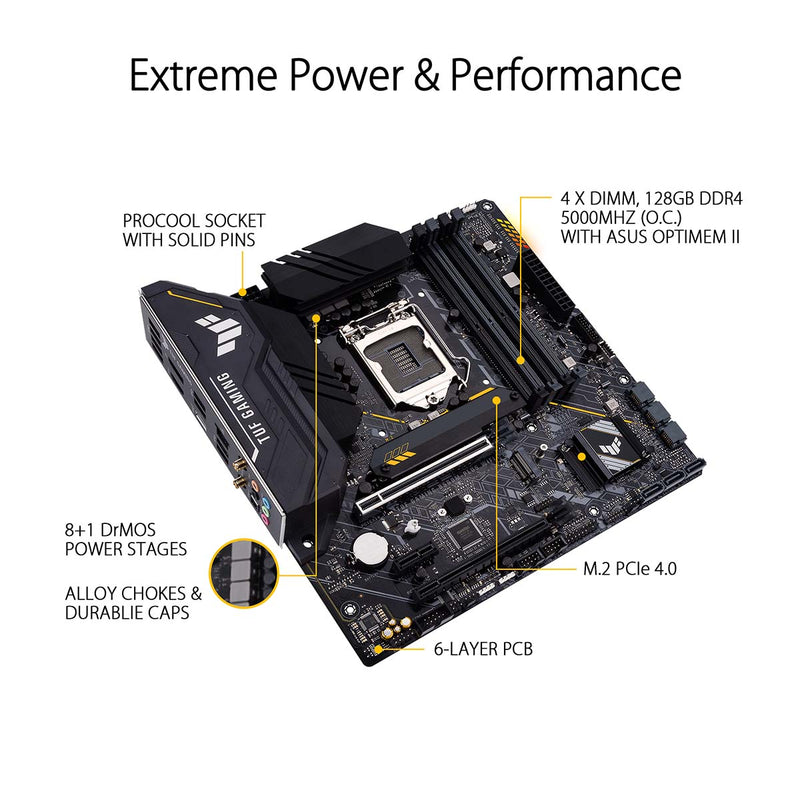 ASUS TUF Gaming B560M-Plus WiFi LGA 1200 mATX Motherboard with Thunderbolt 4 and AI Noise Cancellation