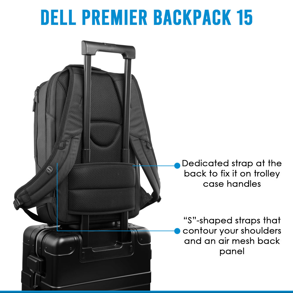 Dell Premier Laptop Backpack 15 PE1520P with Water Resistant Exterior and EVA Foam Cushioning