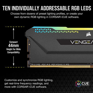 Corsair Vengeance RGB Pro SL 16GB (2x8GB) DDR4 RAM 3600MHz CL18 Desktop Gaming Memory