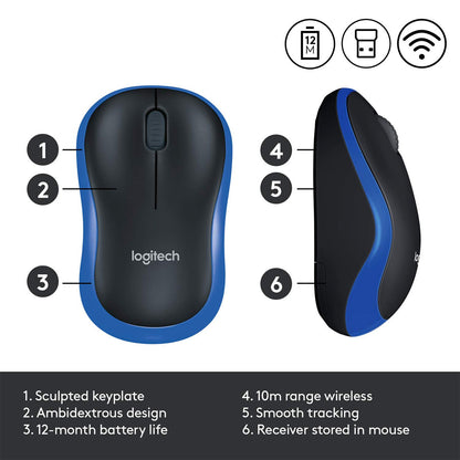 [RePacked] Logitech M185 Wireless Optical Mouse with 2.4 Ghz Technology and 12 Month Battery Life