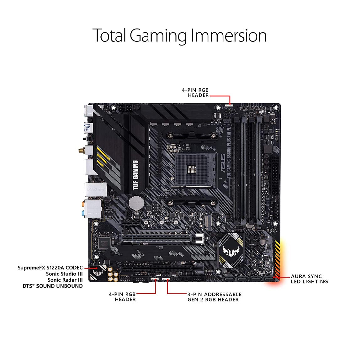 ASUS TUF Gaming B550M-Plus WiFi AMD AM4 mATX Gaming Motherboard with PCIe 4.0 Dual M.2 and Aura Sync