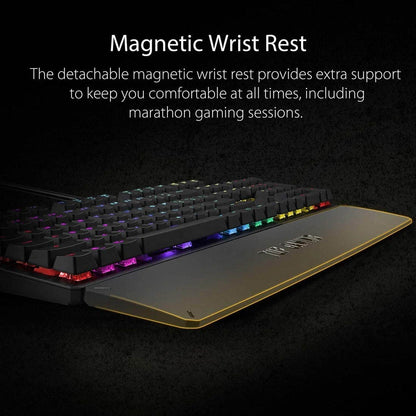 ASUS TUF GAMING K3 RGB मैकेनिकल कीबोर्ड डिटैचेबल रिस्ट रेस्ट और ऑन-बोर्ड मेमोरी के साथ
