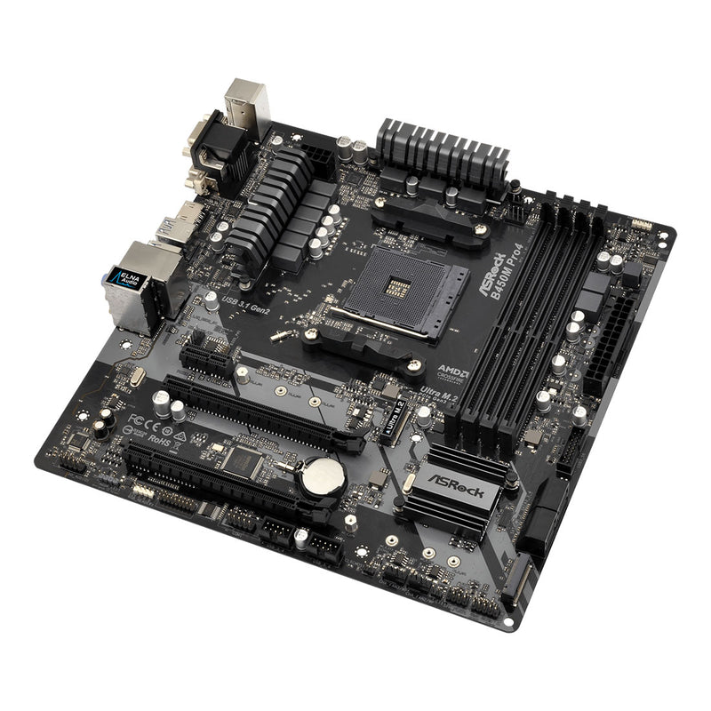 [RePacked] ASRock B450M PRO4 AMD AM4 M-ATX Motherboard with Dual M.2 and Full Spike Protection