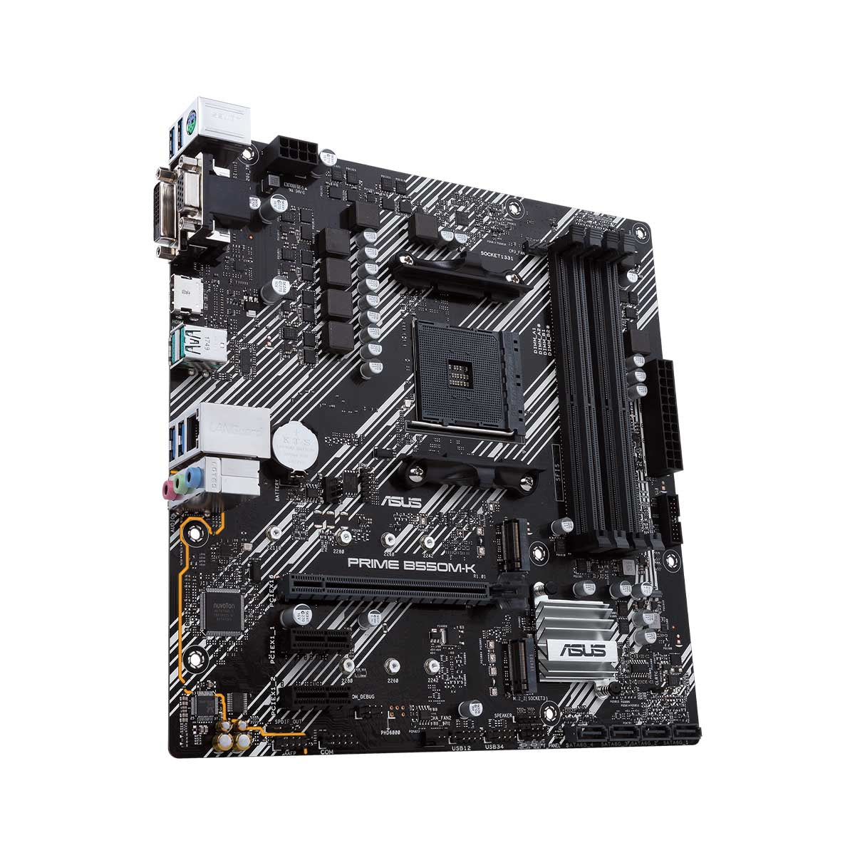 ASUS B550 PRIME B550M-K AMD A4 mATX Motherboard with PCIe 4.0 Dual M.2 and Aura Sync