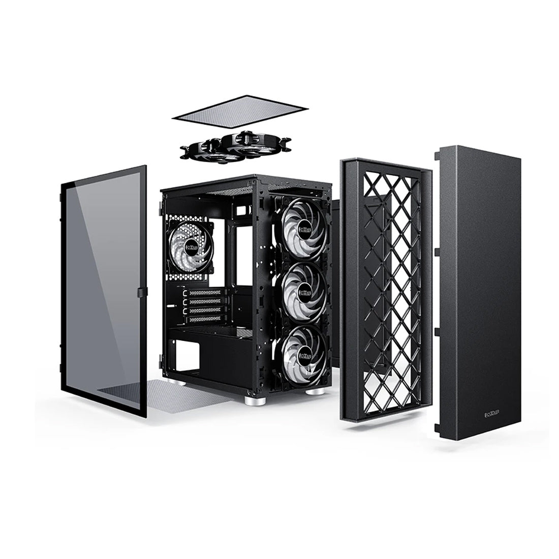 PCCOOLER Platinum LM300 ARGB M-ATX Mid-Tower Gaming Cabinet with Tempered Glass Side Panel and Dust Filters - Black