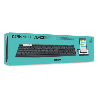 लॉजिटेक K375s मल्टी-डिवाइस वायरलेस कीबोर्ड और स्पिल रेज़िस्टेंट डिज़ाइन के साथ स्टैंड कॉम्बो 