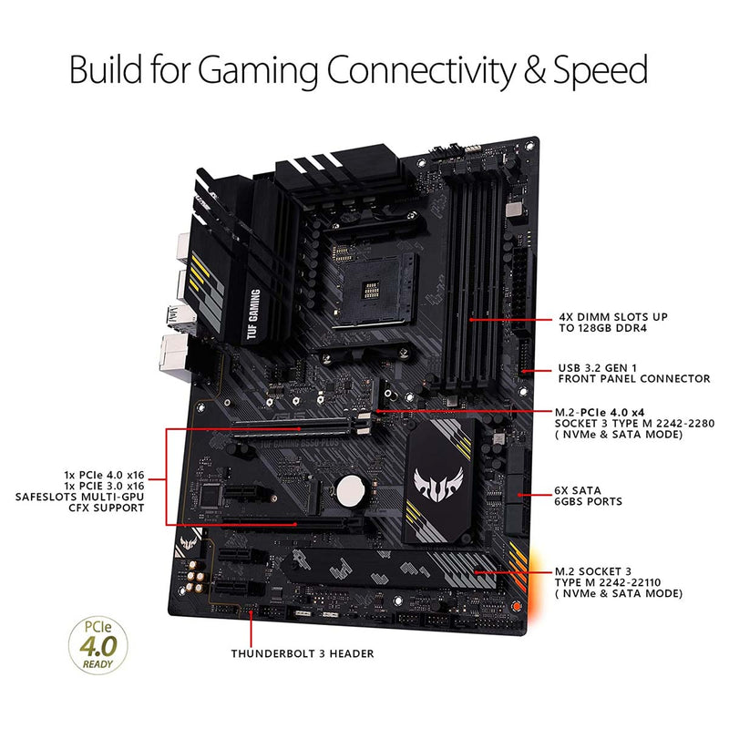 ASUS B550 TUF Gaming B550-Plus AMD AM4 ATX Gaming Motherboard with PCIe 4.0 and Thunderbolt 3