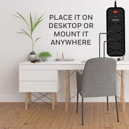 Honeywell 8 Output Surge Protector Extension Cable with Master Switch and LED Indicator