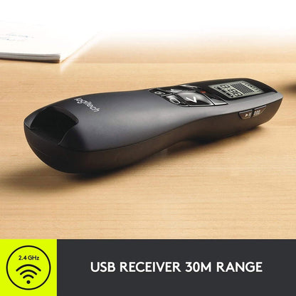 Logitech Wireless Presenter R800 with Battery Indicator Green Laser Pointer and LCD Display