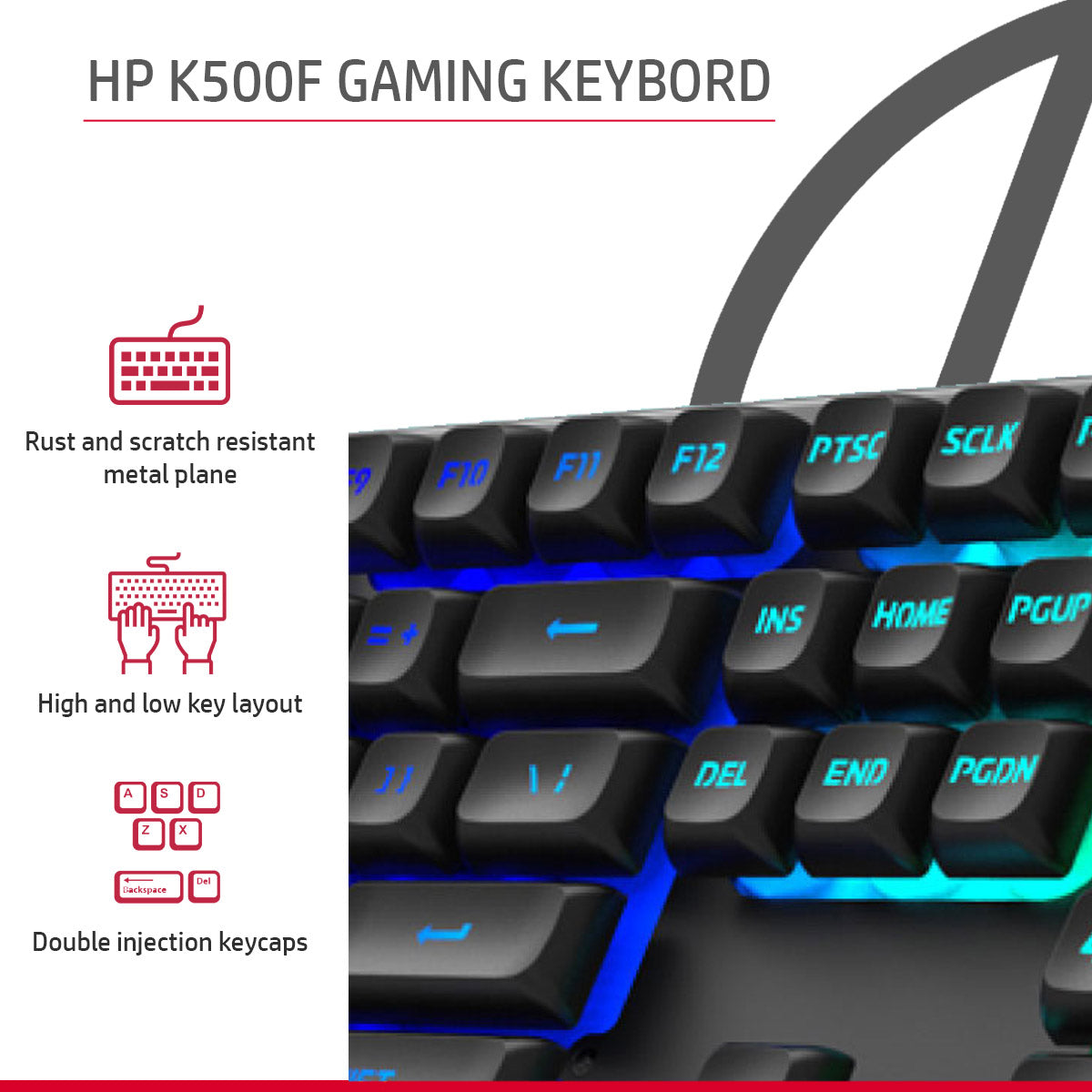 HP KM300F RGB वायर्ड कीबोर्ड और माउस गेमिंग कॉम्बो एडजस्टेबल DPI के साथ