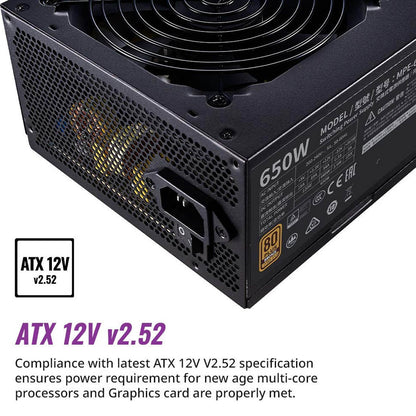 Cooler Master MWE Bronze 650 V3 650W ATX Non Modular Power Supply Unit - Black