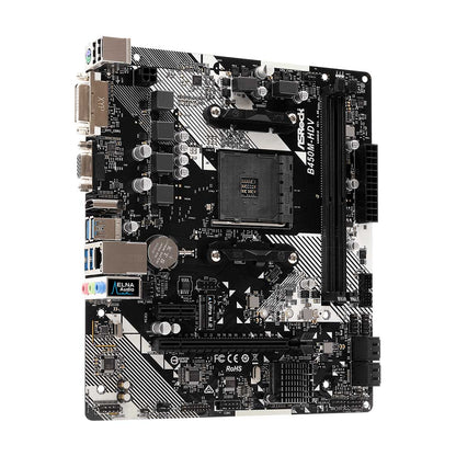 ASRock B450M-HDV R4.0 AMD AM4 M-ATX मदरबोर्ड M.2 और फुल स्पाइक प्रोटेक्शन के साथ