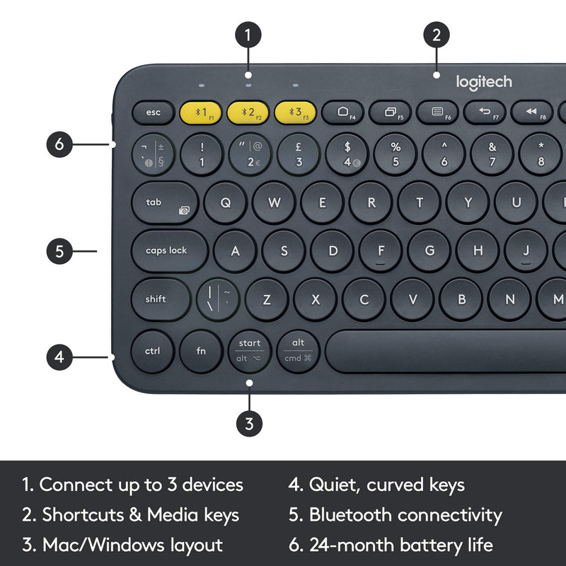 Logitech K380 Bluetooth Wireless Multi-Device Black Keyboard with Up to 3 Devices Connectivity and 2 Year Battery Life