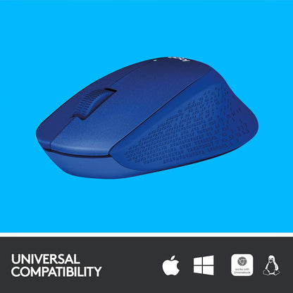 Logitech M331 Silent Plus Wireless Optical Mouse Blue with 1000DPI and 2.4 GHz Technology