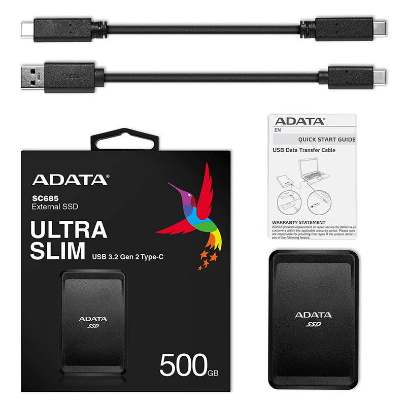 ADATA SC685 500GB USB-C External Solid State Drive with Shock Resistance
