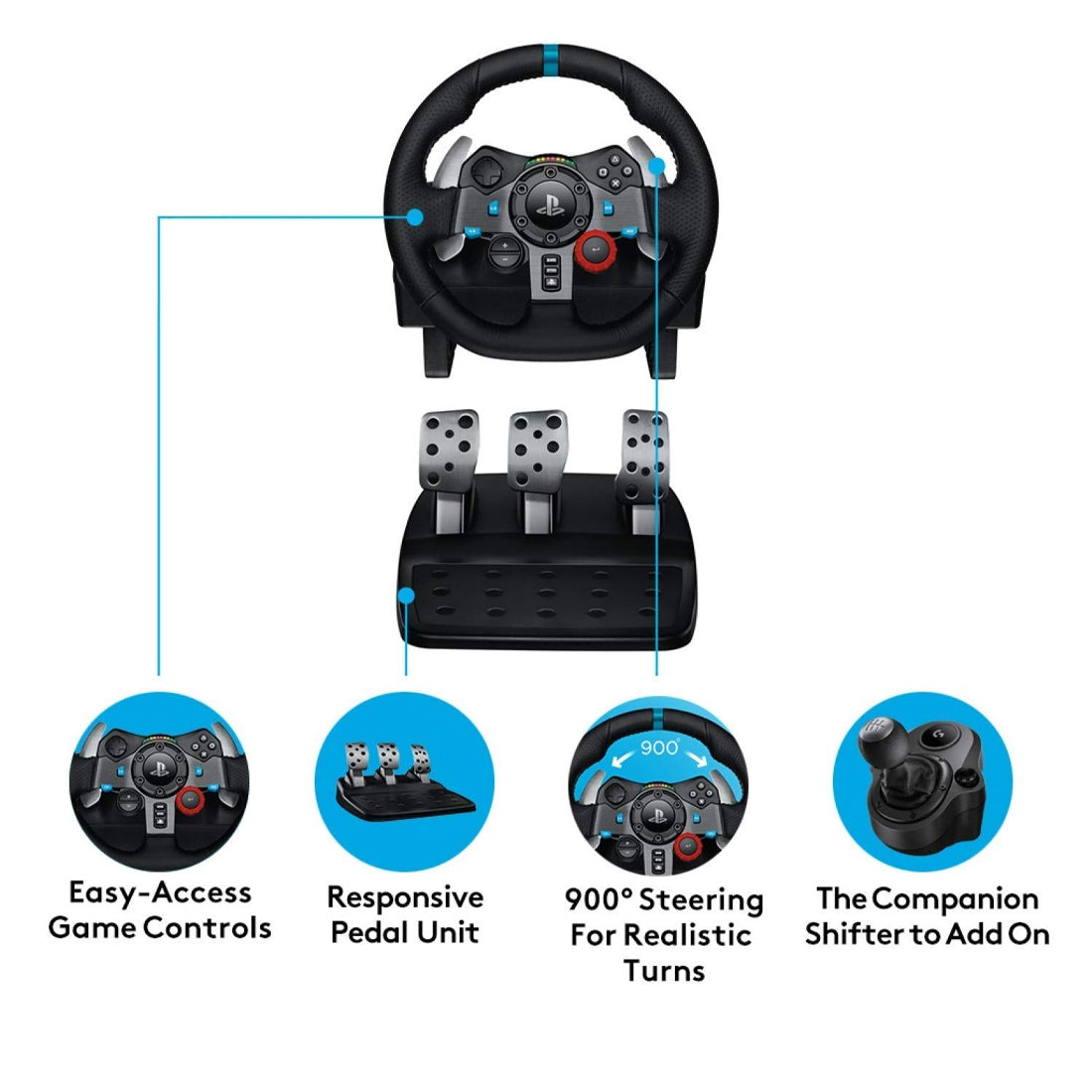 Logitech G29 Driving Force Racing Wheel and Floor Pedals with Dual Motor Force Feedback