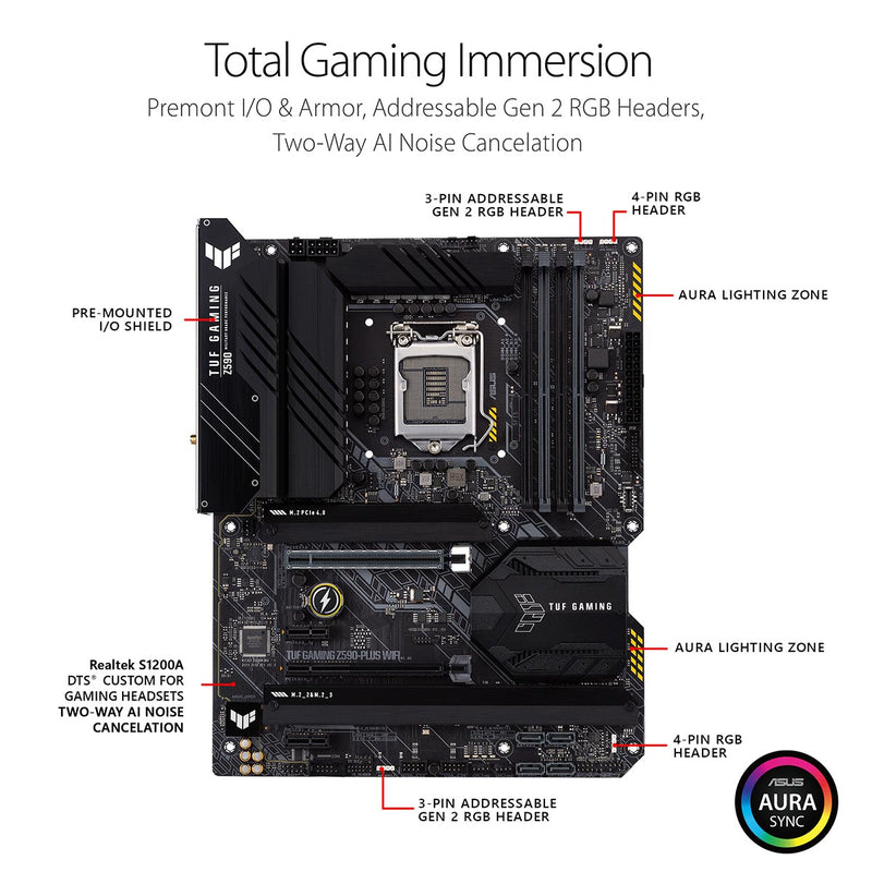 ASUS TUF Gaming Z590-Plus WiFi ATX LGA 1200 Motherboard with WiFi 6 and AI Noise Cancelation