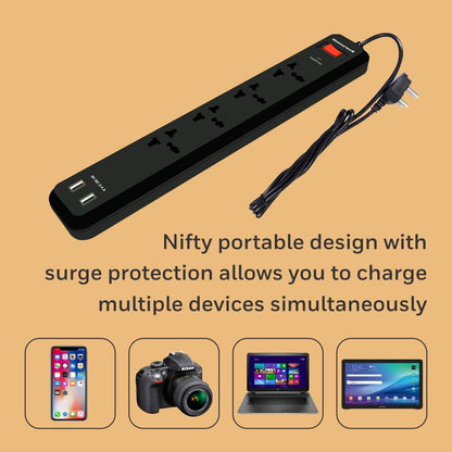 Honeywell 4 Output Plus 2 USB Port Surge Protector Extension Cable with Master Switch and LED Indicator