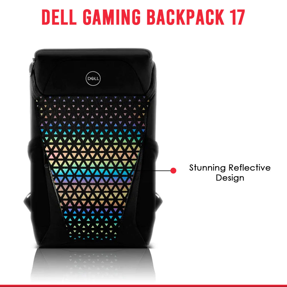 Dell गेमिंग लाइट लैपटॉप बैकपैक 17 GM1720PM वाटर रेज़िस्टेंट एक्सटीरियर और रिफ्लेक्टिव फ्रंट के साथ