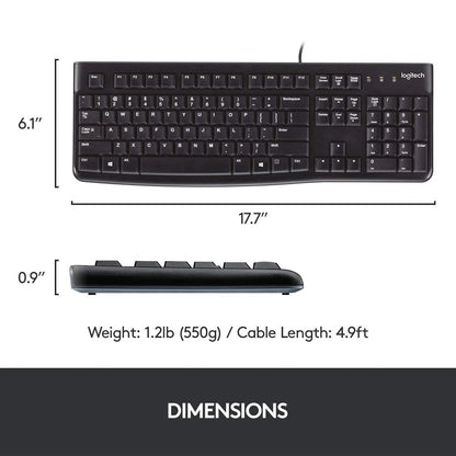 Logitech MK120 Wired Keyboard and Optical Mouse Combo with Spill Resistant Design