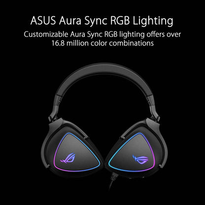 ASUS ROG Delta S वायर्ड ओवर-ईयर RGB गेमिंग हेडसेट AI नॉइज़ कैंसलिंग माइक्रोफ़ोन और वॉल्यूम कंट्रोल के साथ