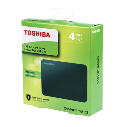 Toshiba Canvio Basics पोर्टेबल 4TB एक्सटर्नल हार्ड ड्राइव सुपरस्पीड USB 3.0 के साथ