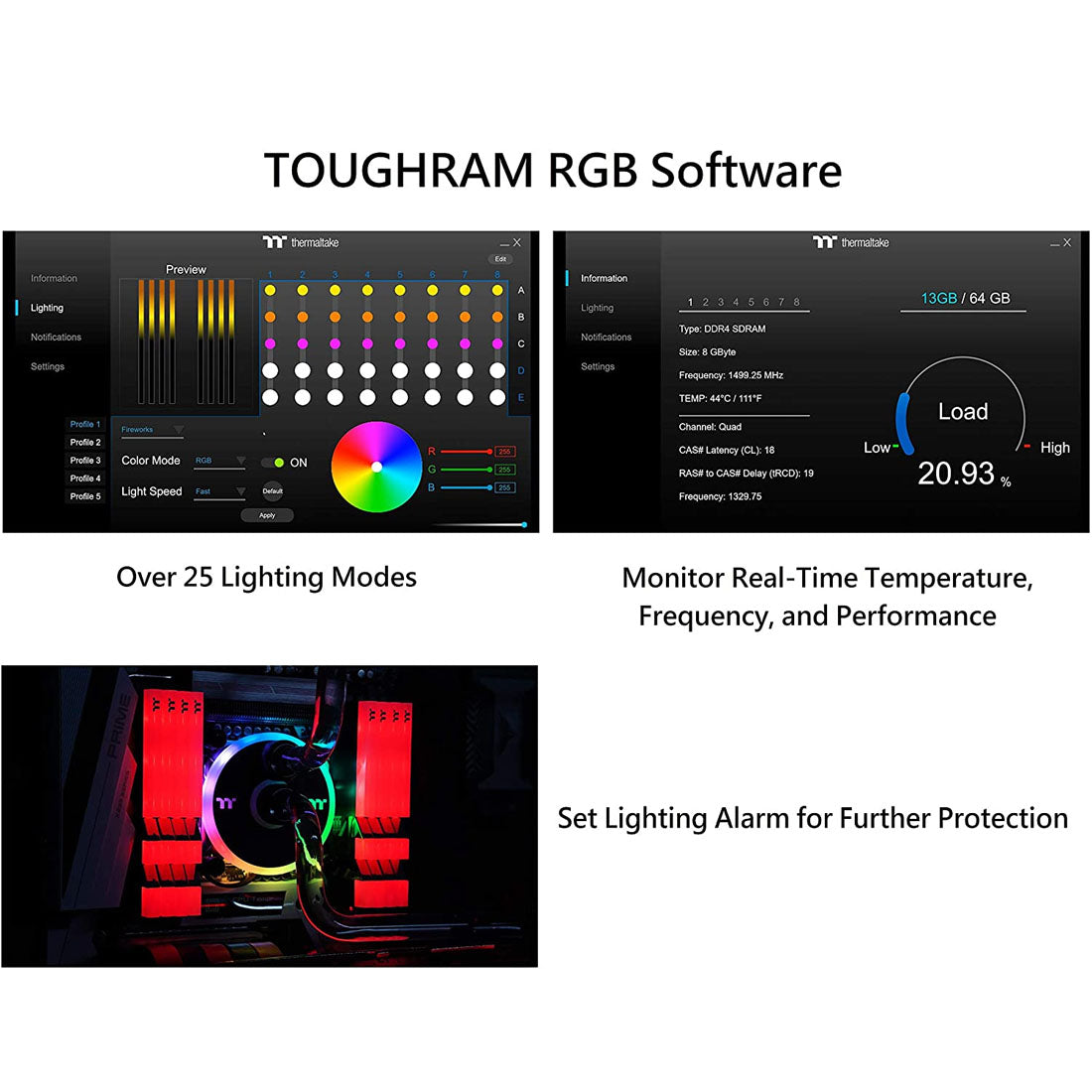 Thermaltake ToughRAM RGB 16GB(2x8GB) DDR4 RAM 3600MHz CL18 Desktop Memory