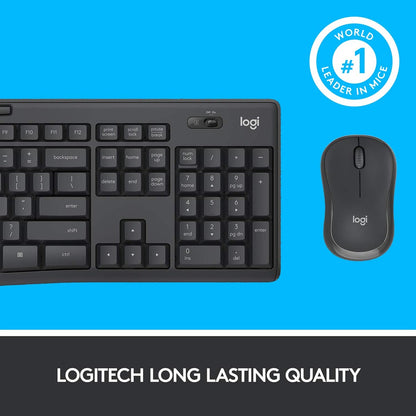 Logitech MK295 वायरलेस कीबोर्ड और माउस कॉम्बो स्पिल रेज़िस्टेंट डिज़ाइन और अल्ट्रा लॉन्ग बैटरी लाइफ के साथ