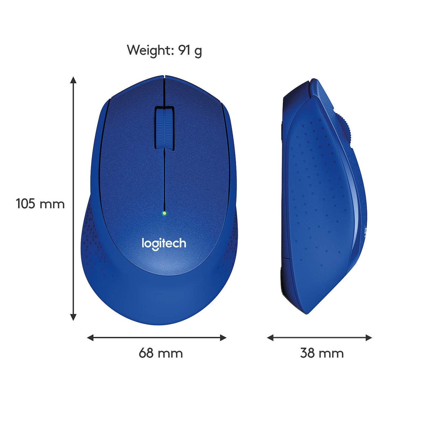 Logitech M331 Silent Plus Wireless Optical Mouse Blue with 1000DPI and 2.4 GHz Technology