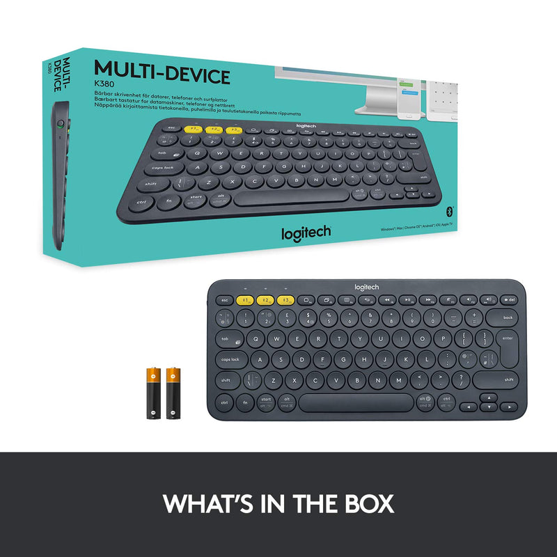 Logitech K380 Bluetooth Wireless Multi-Device Black Keyboard with Up to 3 Devices Connectivity and 2 Year Battery Life