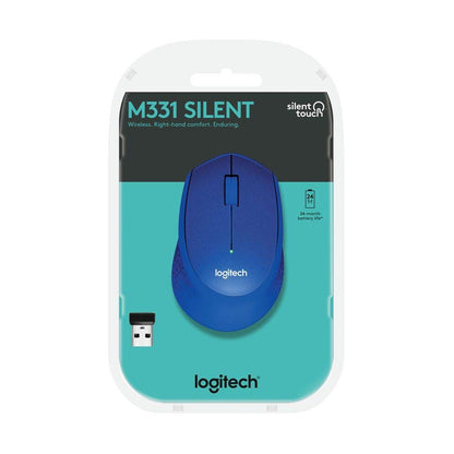 Logitech M331 Silent Plus Wireless Optical Mouse Blue with 1000DPI and 2.4 GHz Technology