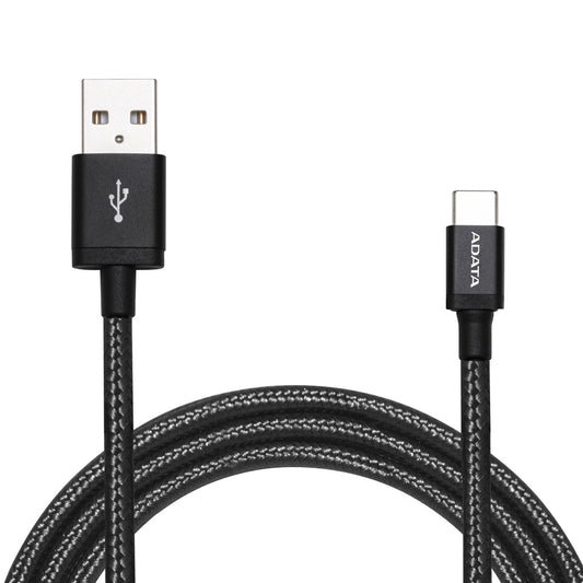 ADATA 2.4A Fast Charging Nylon Braided USB-C SYNC & Charge Cable with Reversible Design - Black