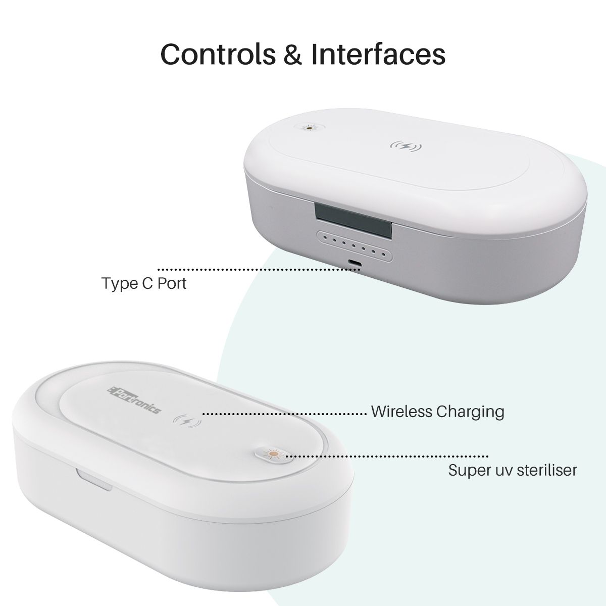 Portronics PuriFi 102  Multifunctional UV Steriliser Box with Wireless Charger and Magnetic Switch