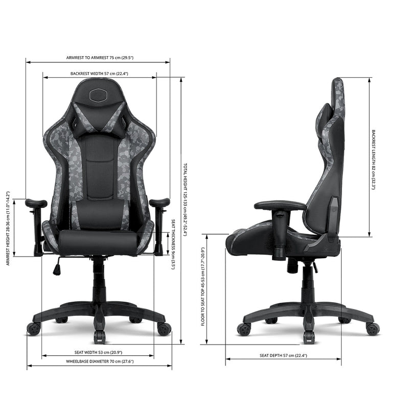 Cooler Master Caliber R1S Camo High Back Gaming Chair with 180° Reclining Seat and Height & Armrest Adjustment
