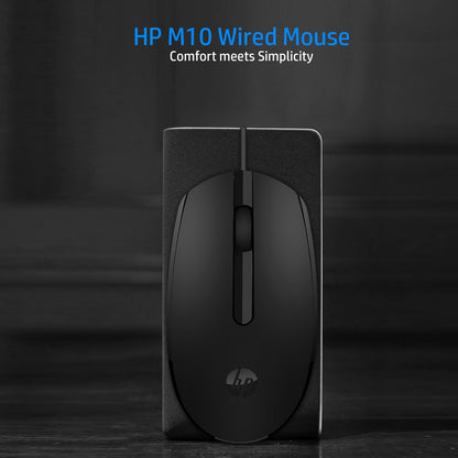 [RePacked] HP M10 Wired USB Optical Ergonomic Mouse with 3 Buttons and 1000DPI