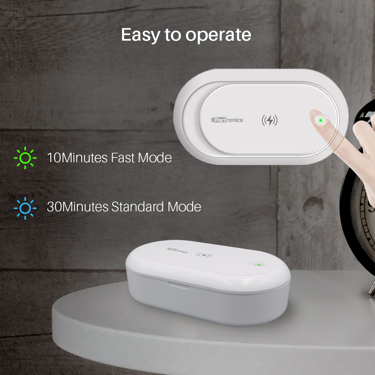 Portronics PuriFi 102  Multifunctional UV Steriliser Box with Wireless Charger and Magnetic Switch
