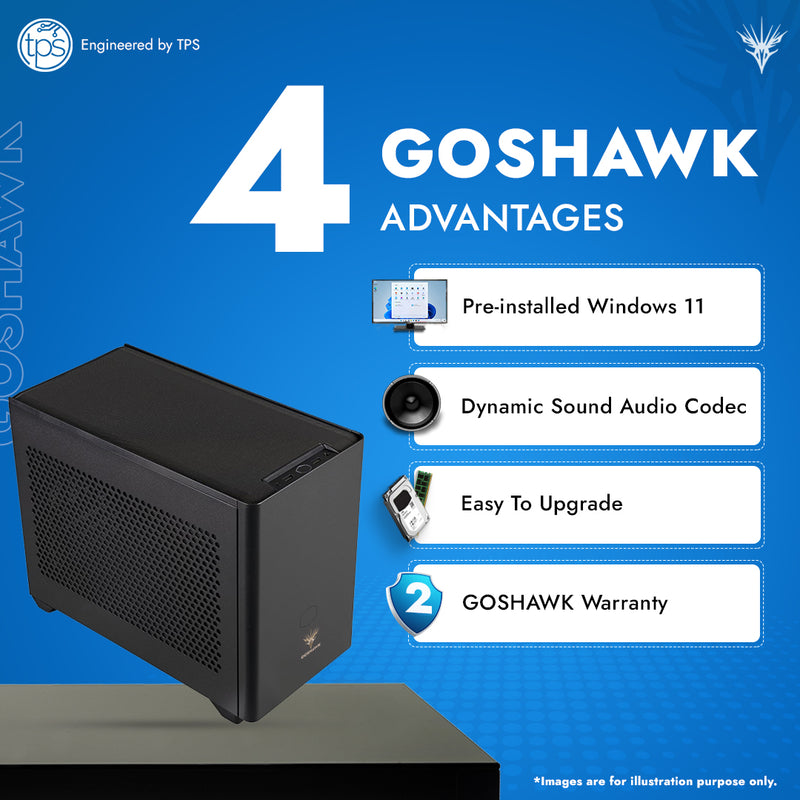 GOSHAWK Impact Desktop PC with Intel Core i3 10th Generation/8GB DDR4 RAM/120GB SSD Boot Drive/1TB Storage/Wi-Fi 300MBps and Windows 11 Home