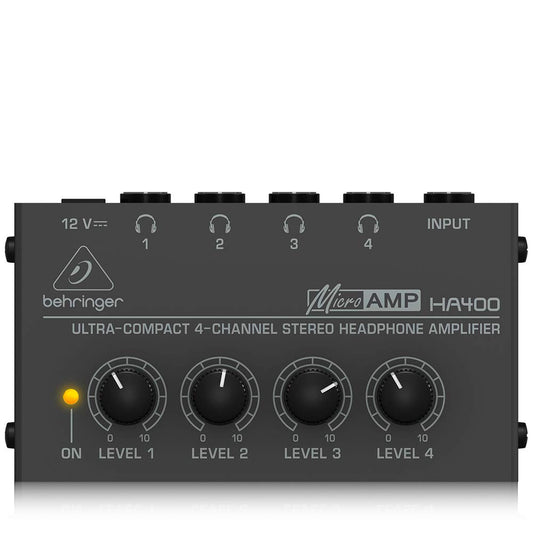 Behringer HA400 Ultra-Compact 4-Channel Stereo Headphone Amplifier with Level Control Per Channel