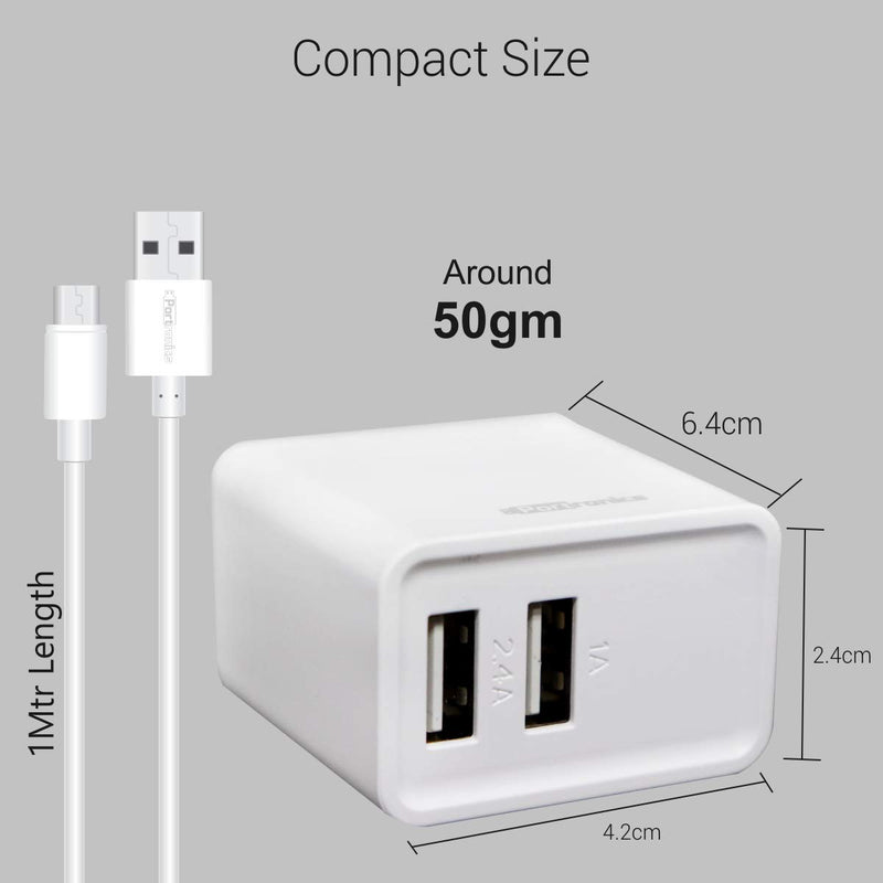 Portronics Adapto 646  Wall Adapter with Fast Charging and Dual USB Ports