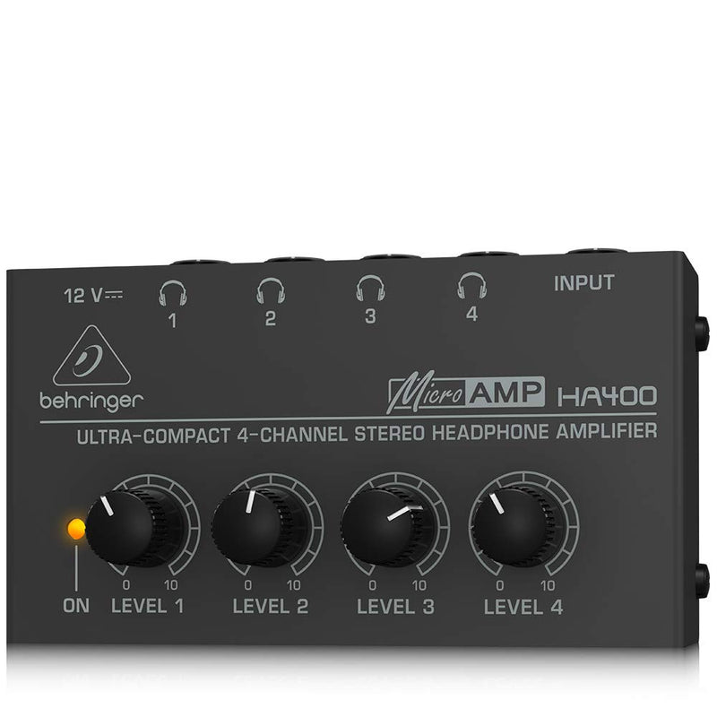Behringer HA400 Ultra-Compact 4-Channel Stereo Headphone Amplifier with Level Control Per Channel
