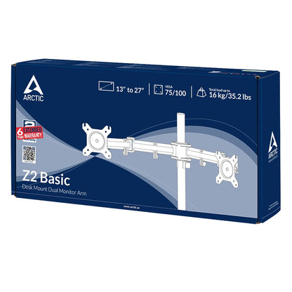ARCTIC Z2 Basic Desk Mount Dual Monitor Arm for up to 32-inch Monitors