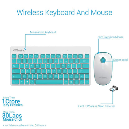 Portronics Key2-A कॉम्बो वायरलेस कीबोर्ड और 1500DPI ऑप्टिकल माउस कॉम्बो - सफ़ेद